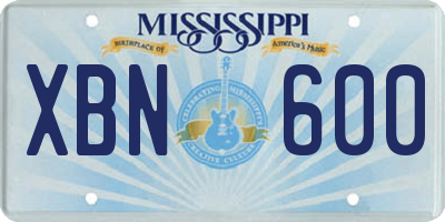 MS license plate XBN600