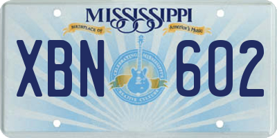 MS license plate XBN602