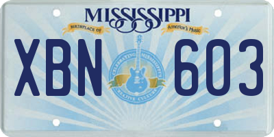 MS license plate XBN603