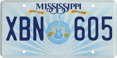 MS license plate XBN605