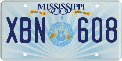 MS license plate XBN608