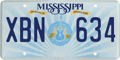 MS license plate XBN634