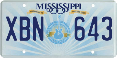 MS license plate XBN643