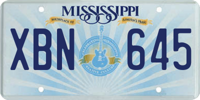 MS license plate XBN645