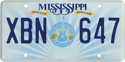 MS license plate XBN647