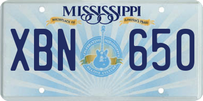 MS license plate XBN650