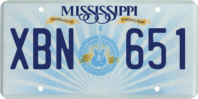 MS license plate XBN651