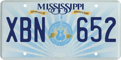MS license plate XBN652