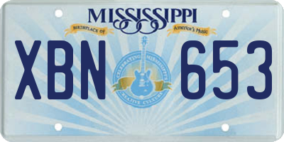 MS license plate XBN653
