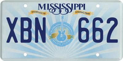 MS license plate XBN662