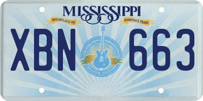 MS license plate XBN663