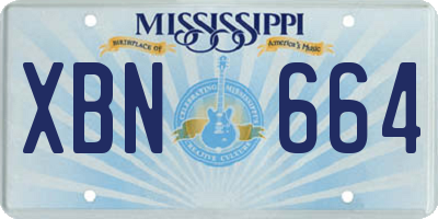 MS license plate XBN664