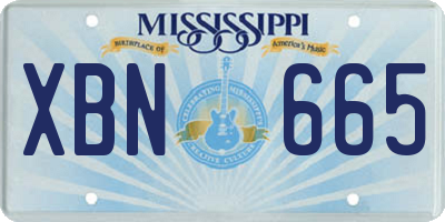 MS license plate XBN665