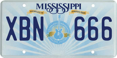 MS license plate XBN666