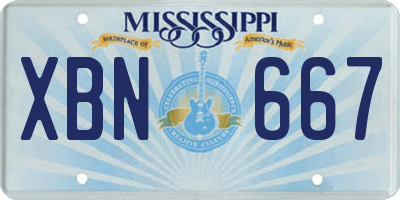 MS license plate XBN667