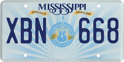 MS license plate XBN668