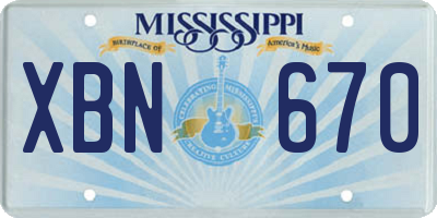 MS license plate XBN670