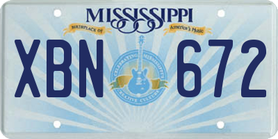 MS license plate XBN672