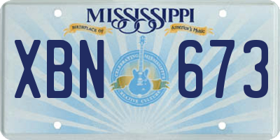 MS license plate XBN673