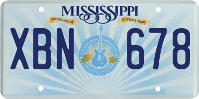 MS license plate XBN678