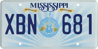MS license plate XBN681