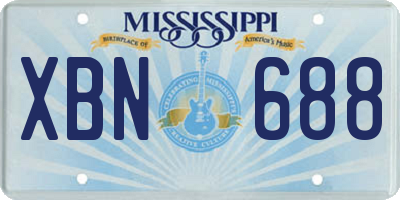 MS license plate XBN688