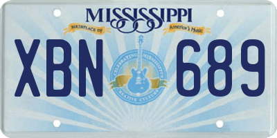 MS license plate XBN689