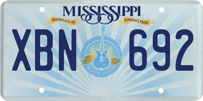 MS license plate XBN692