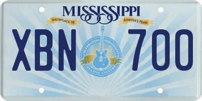 MS license plate XBN700