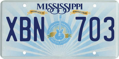 MS license plate XBN703