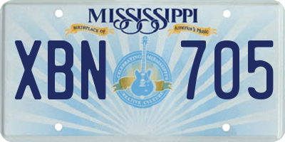 MS license plate XBN705