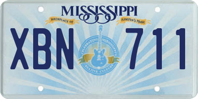 MS license plate XBN711
