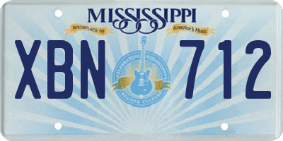 MS license plate XBN712