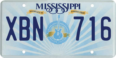 MS license plate XBN716
