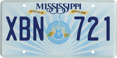 MS license plate XBN721