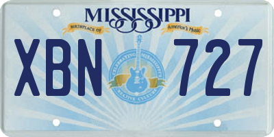 MS license plate XBN727