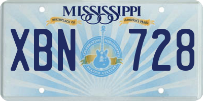 MS license plate XBN728