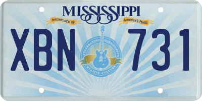 MS license plate XBN731