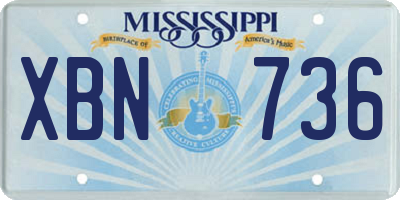 MS license plate XBN736