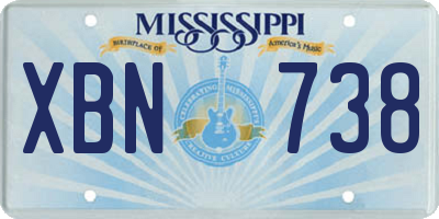 MS license plate XBN738