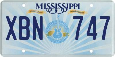 MS license plate XBN747
