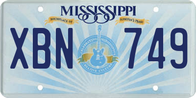 MS license plate XBN749