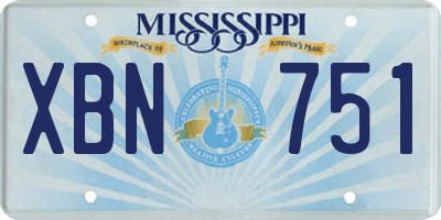 MS license plate XBN751