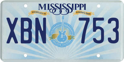 MS license plate XBN753