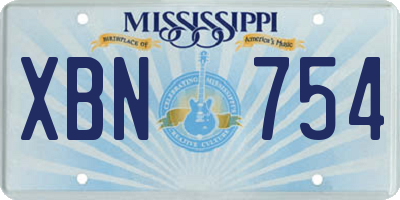 MS license plate XBN754