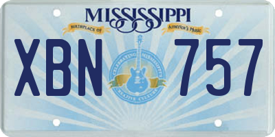 MS license plate XBN757