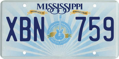 MS license plate XBN759