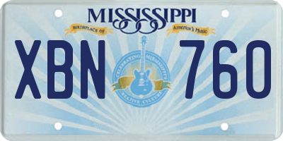 MS license plate XBN760