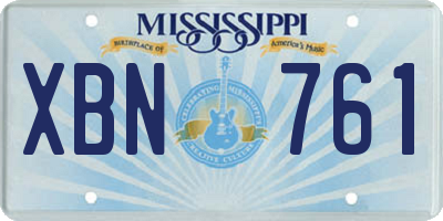 MS license plate XBN761