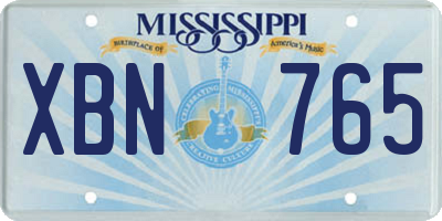 MS license plate XBN765